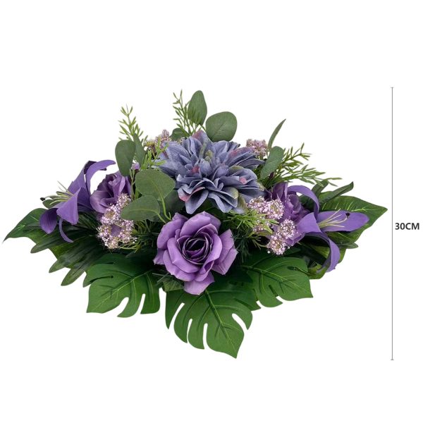 Kompozycja nagrobna z dalią, lilią i różą - fioletowa