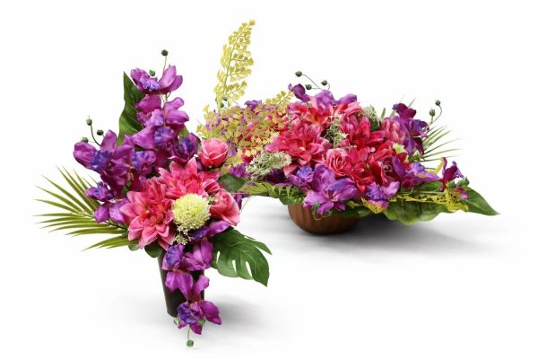 kompozycja i wiązanka z daliami i cymbidium